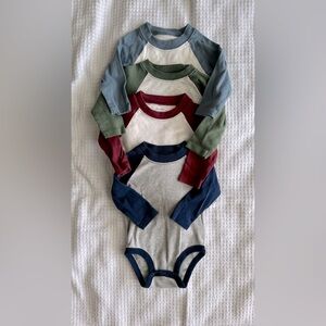 3 Carter's Long Sleeve Raglan Tees - Green, Burgundy, Navy EUC